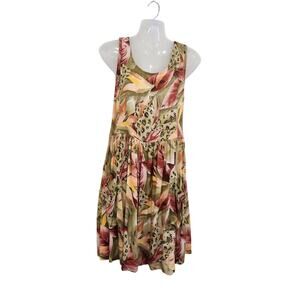 Loco Lindo Floral Belted Scoop Neck Fit & Flare Retro Multicolor Size Small